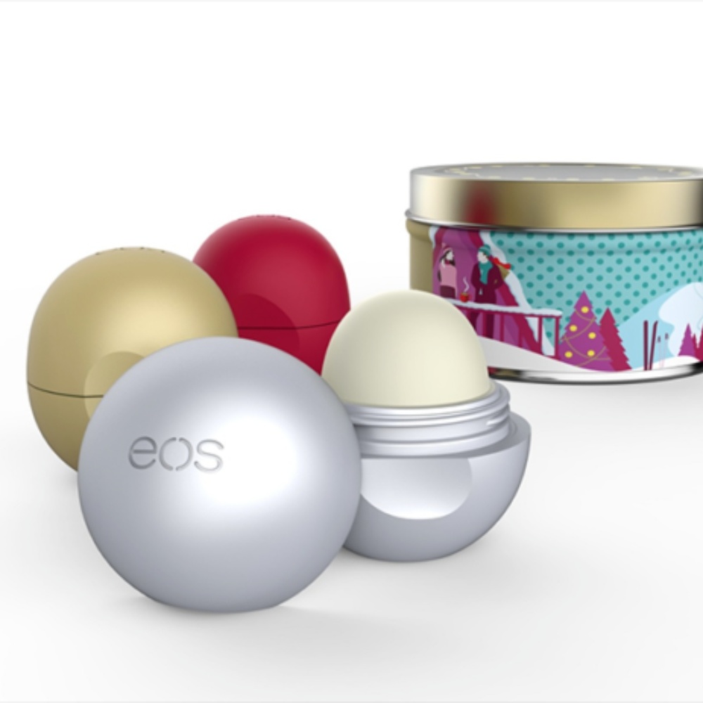 eos Lip Balm Snow Chai Raspberry 3PC LIMITED Tin